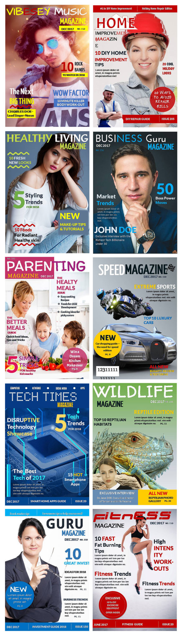 Editable Magazine Cover Designs 