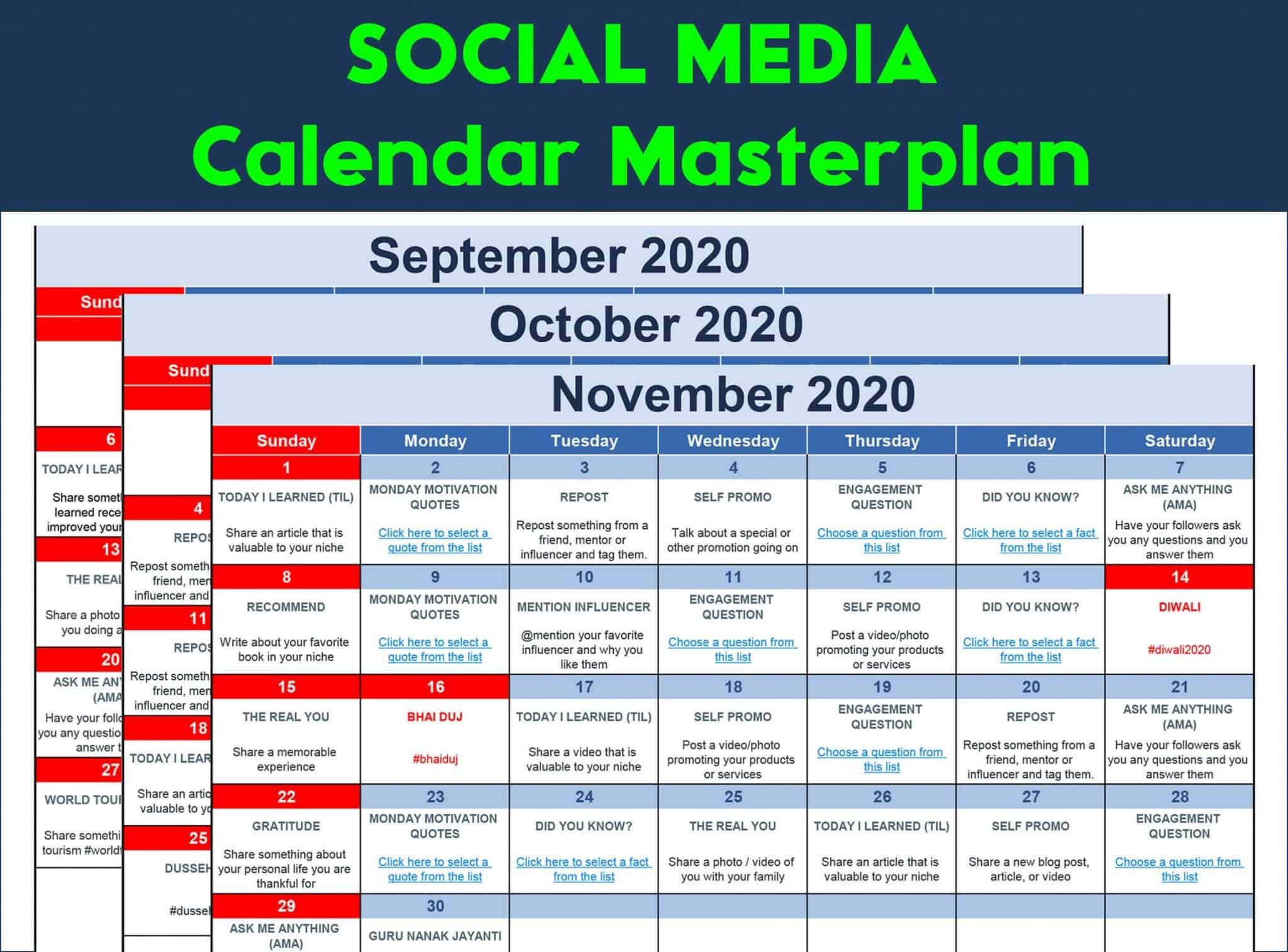 DealMirror Presents Social Media Calendar Masterplan