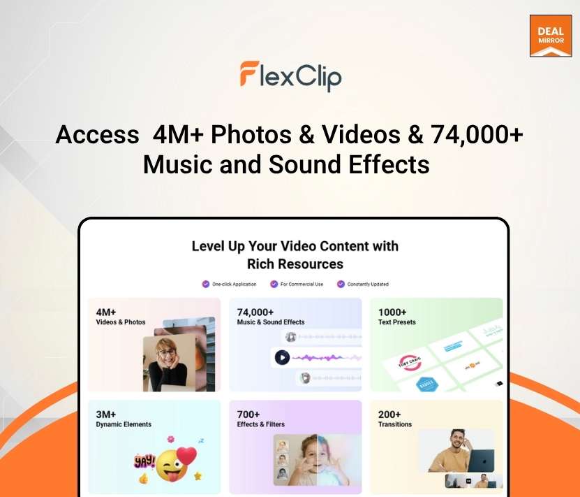 Access 4M+ Photos & Videos & 74,000+ Music and Sound Effects