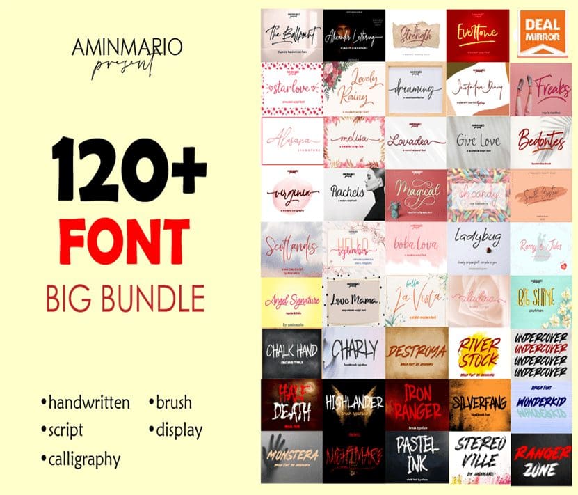 120+ Font Big Bundle : By Amin Mario