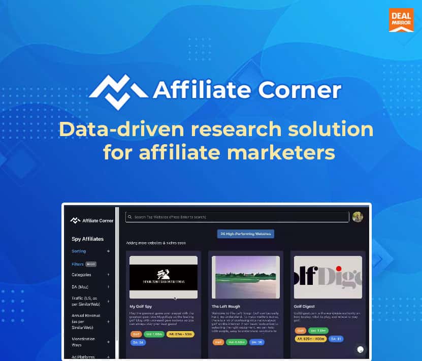 Affiliate Corner Lifetime Deal : Data-driven research solution