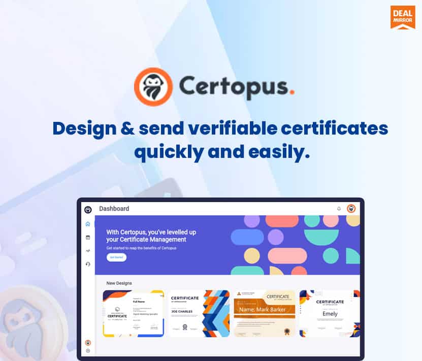 Certopus Lifetime Deal : Design & Deliver Certificates