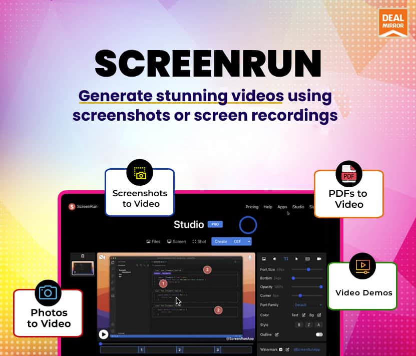 Screenrun : Create Videos from Screenshots and Recordings