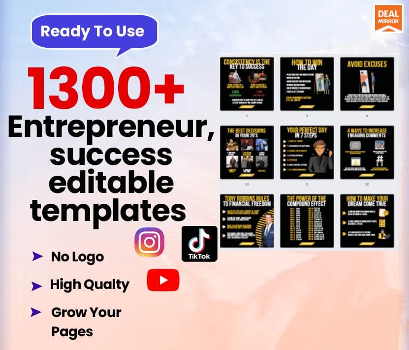 1300+ Entrepreneur, success editable templates Lifetime Deal