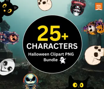25+ Horror Character Halloween Clipart PNG Bundle