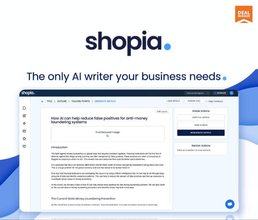 Shopia : AI Content Writer & SEO Tool