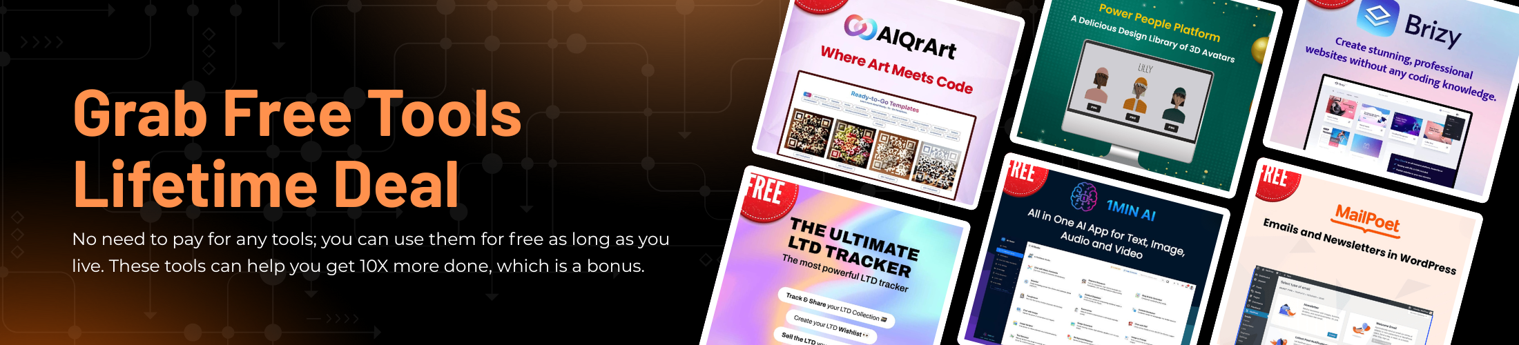 Free SaaS lifetime deal, free tools lifetime deal, free saas tools lifetime deal, free productivity tools lifetime deal