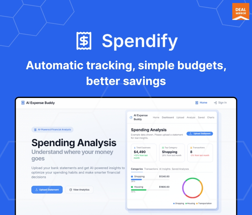 Spendify comes in, an expense manager lifetime deal