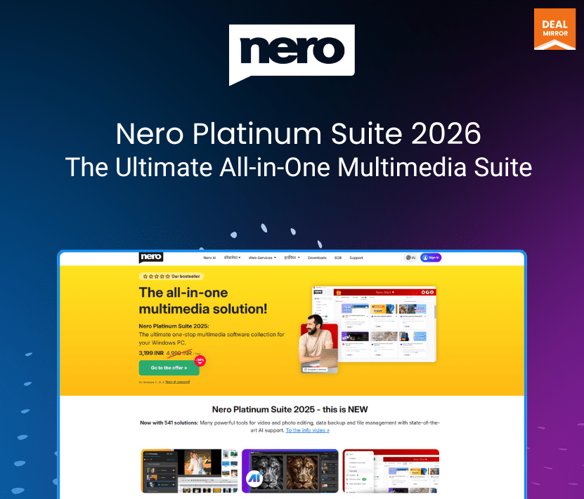Nero Platinum 2026 is an all-in-one AI-powered video editing software for Windows. Create, edit, convert, and manage videos, photos, and music with professional tools in one powerful suite