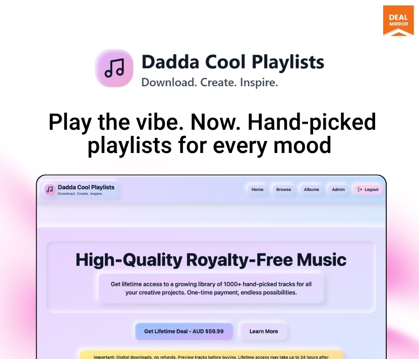 royalty-free music for YouTube lifetime deal