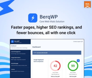BerqWP WordPress Speed Optimizer plugin to boost website performance, enhance PageSpeed scores, and improve Core Web Vitals for faster loading and better user experience