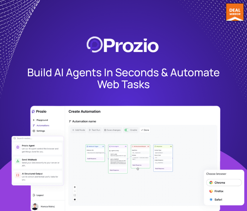 Create powerful AI Browser Agents and automate your entire web workflow with Prozio AI, a cutting-edge platform built to simplify repetitive web tasks, enhance productivity, and streamline every online process
