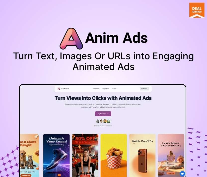 Anim Ads: An AI animated ads video maker that creates stunning ad videos in seconds using text, images, or URLs, perfect for marketing, e-commerce, and social media