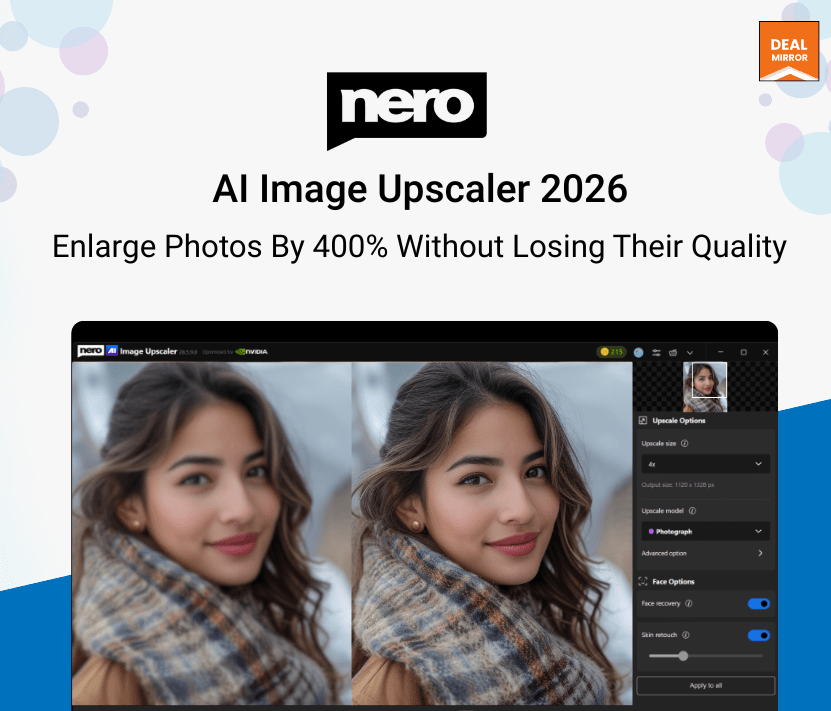 Enhance image quality and resolution with Nero AI Image Upscaler 2026