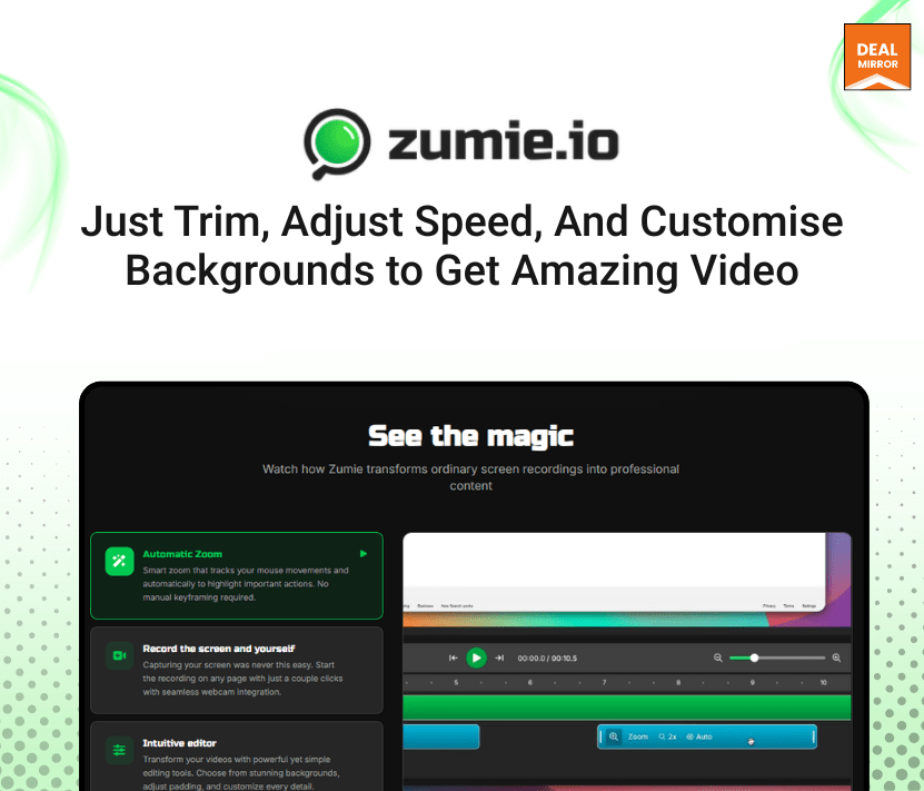 Zumie.io: Smart online Screen Recorder With Automatic Zoom & Easy Editing for Mac and Windows