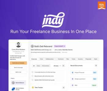 Indy, an all-in-one CRM and business management tool for freelancers. Manage projects, contracts, invoicing, tasks, and clients with this yearly deal