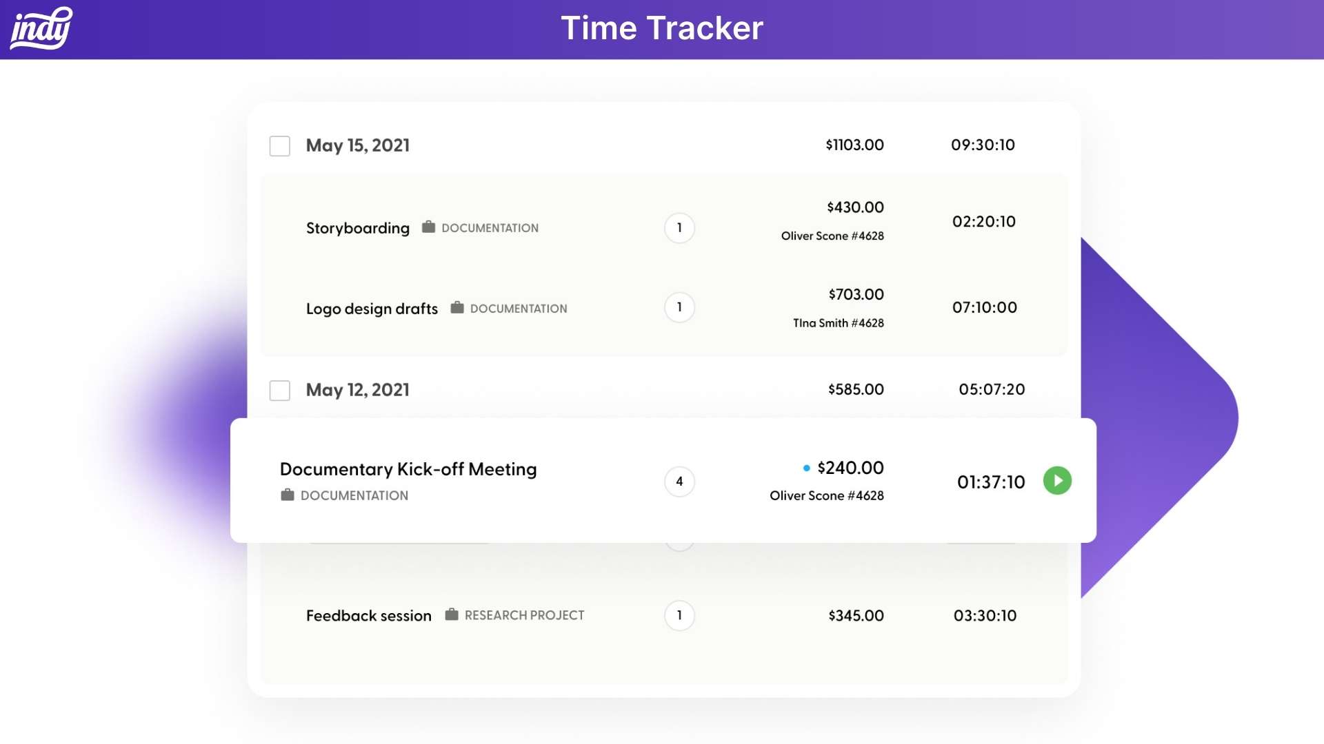 Indy time tracking system 