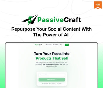 PassiveCraft AI eBook generator tool that repurposes Instagram, TikTok, YouTube, and Facebook content into digital products like guides, eBooks, and workbooks