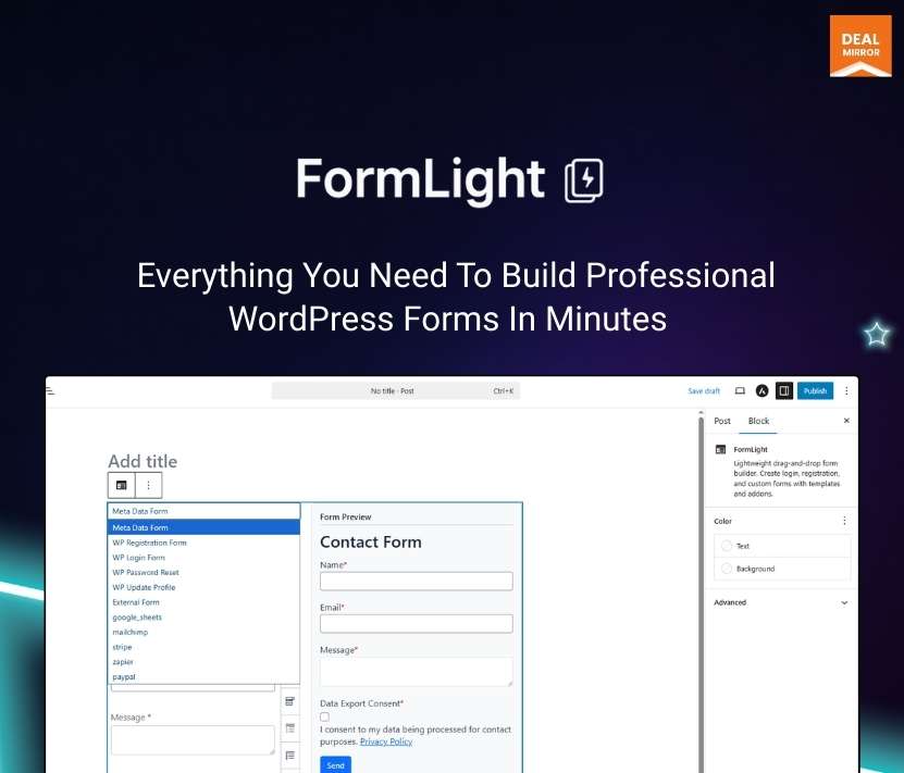 FormLight: Lightweight drag-and-drop form builder plugin for WordPress