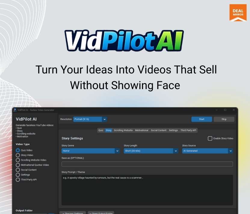 VidPilot AI video generator for faceless videos, short reels and promotional marketing content
