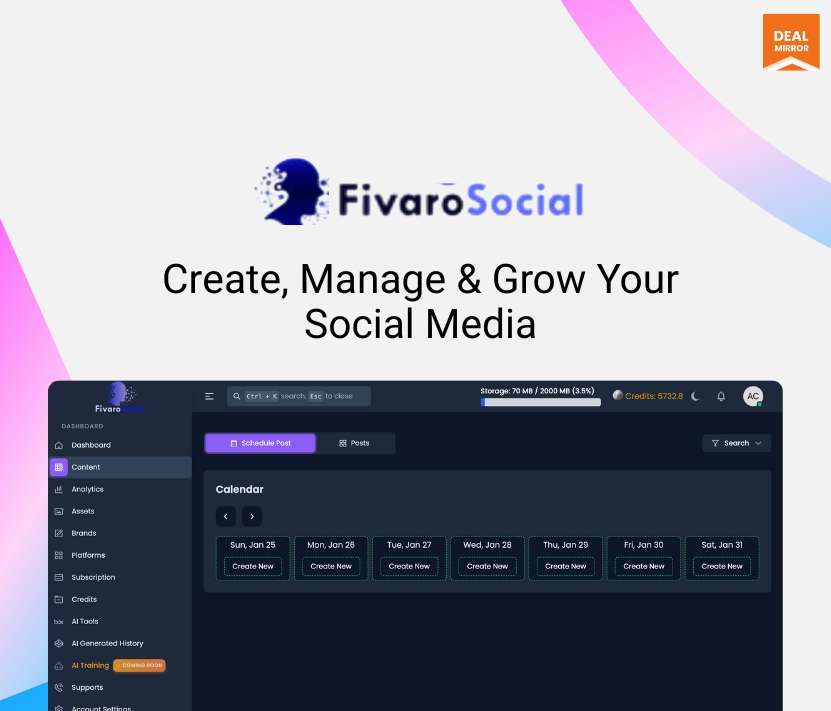FivaroSocial AI-powered social media management software dashboard