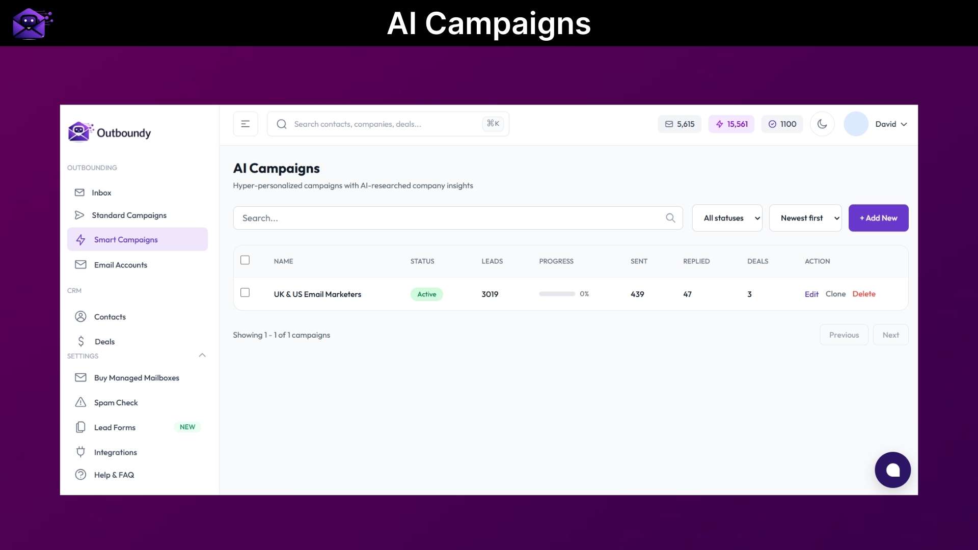 Outboundy: B2B sales engagement and email outreach software with built-in CRM 