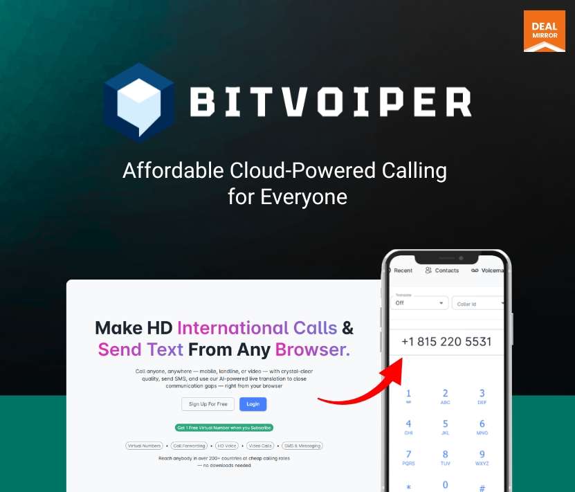Bitvoiper VoIP phone system for small business dashboard interface