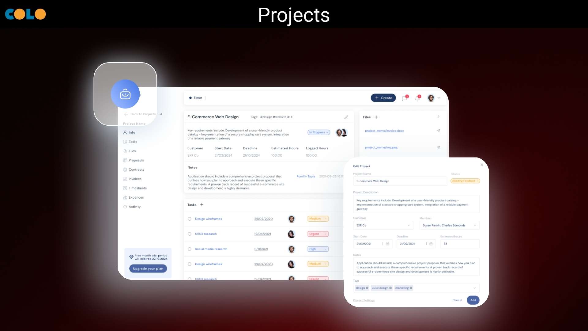COLO small business management software for freelancers and small teams