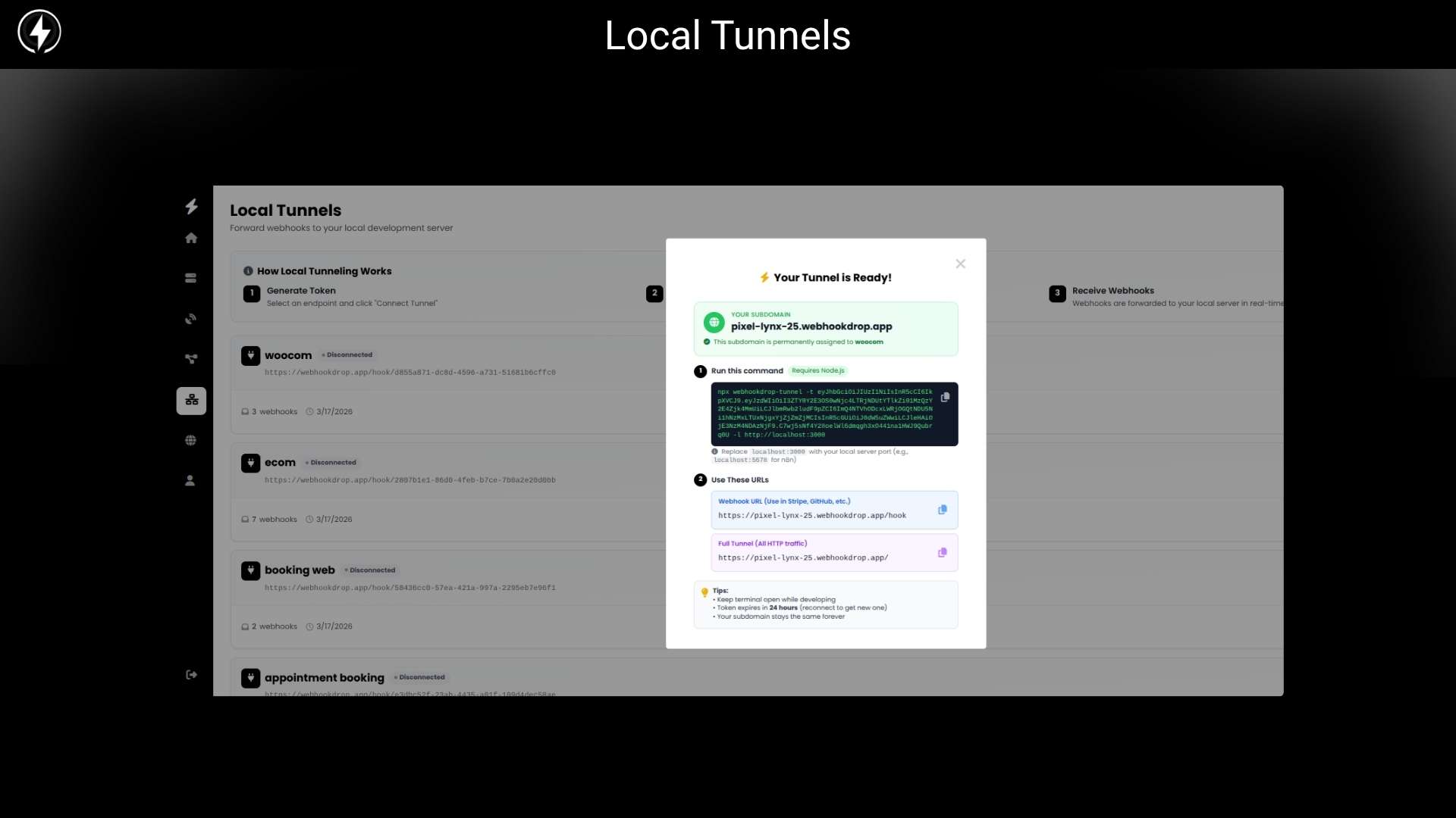 Webhook debugging tool