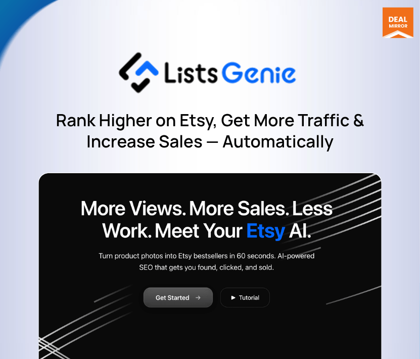 Etsy search engine optimization tool dashboard ListsGenie