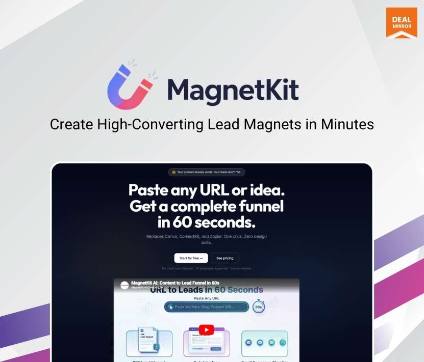 MagnetKits AI lead magnet generator dashboard creating automated funnel