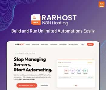 RARHOST managed n8n hosting lifetime deal with unlimited workflows and automation setup