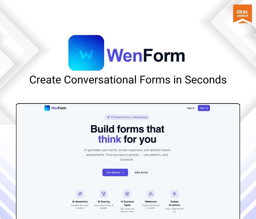 Wenform AI form builder dashboard interface