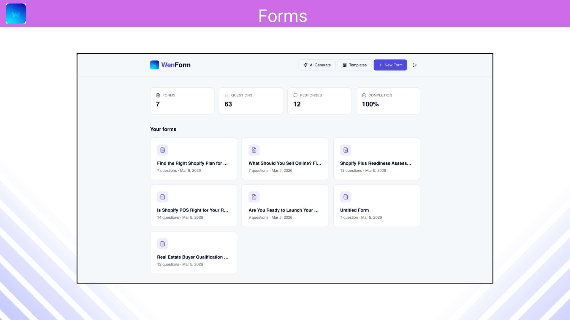 Conversational AI form example with dynamic questions