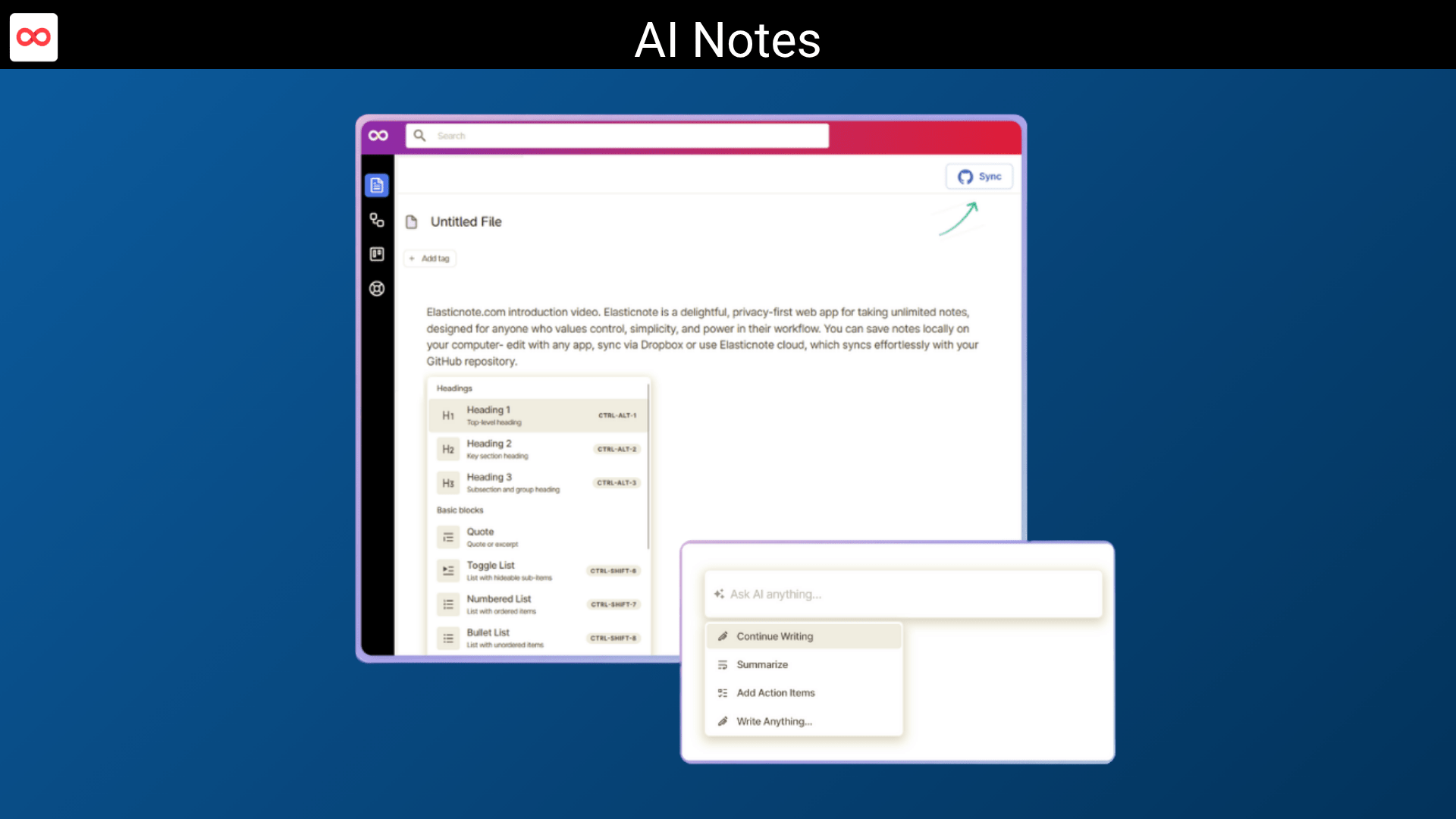 Privacy-first AI note-taking software with Markdown editor and Kanban boards