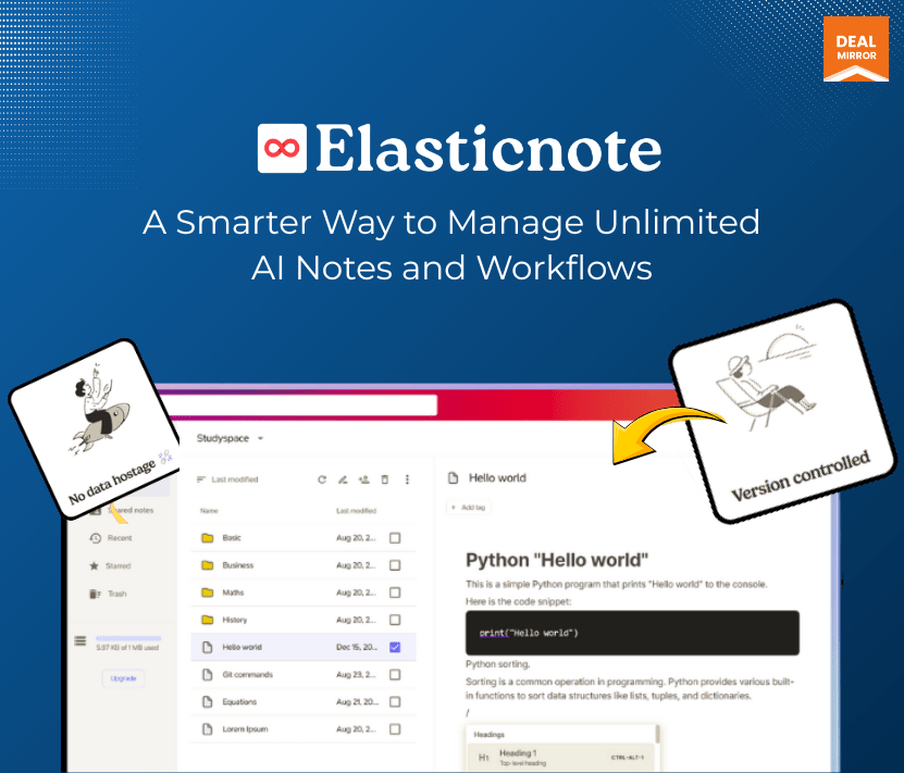 lasticnote AI note-taking app dashboard with notes and task workflows