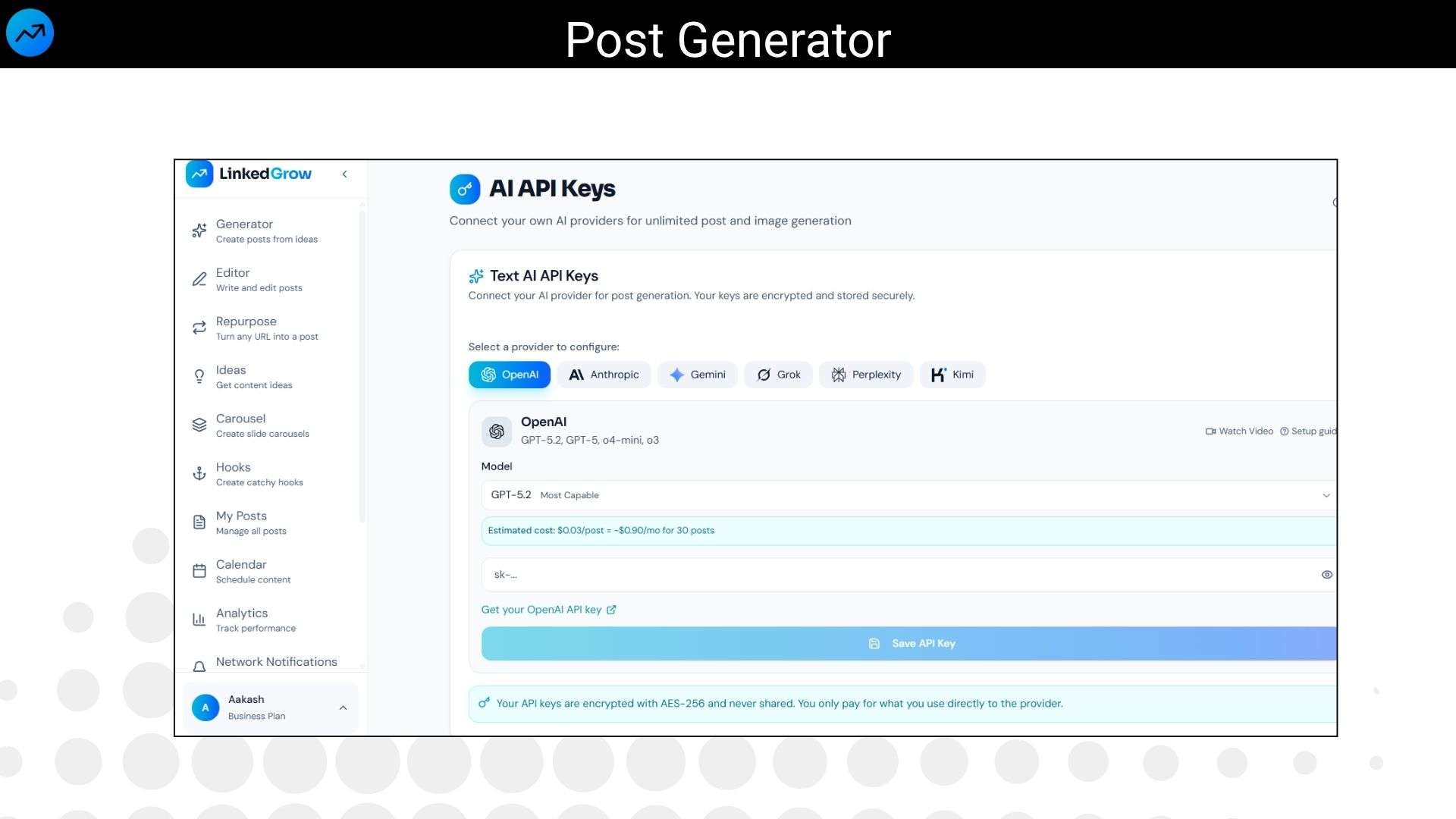Create and schedule LinkedIn posts with LinkedGrow 