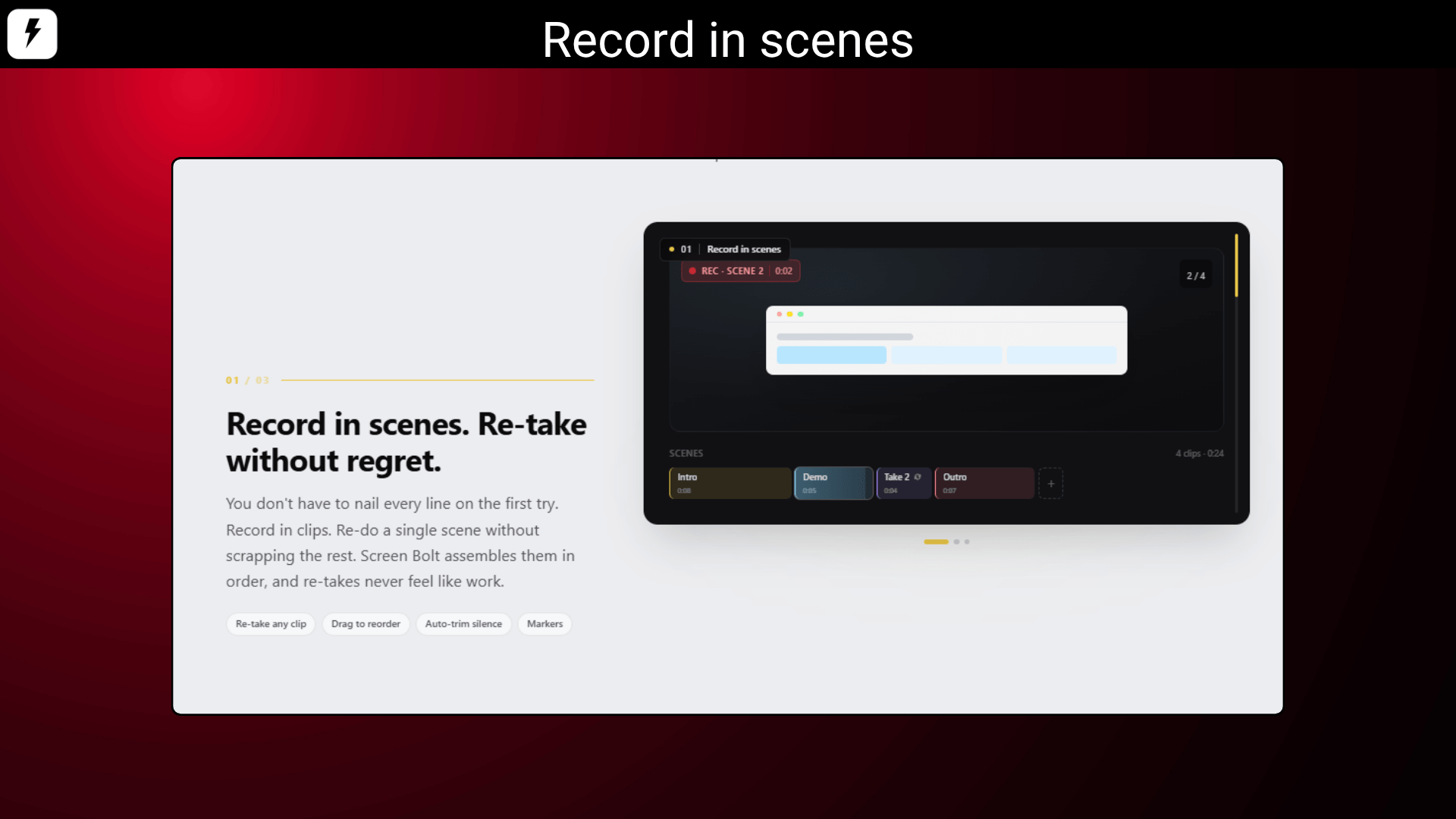 Create polished tutorial videos using Screenbolt screen recording and editing tool