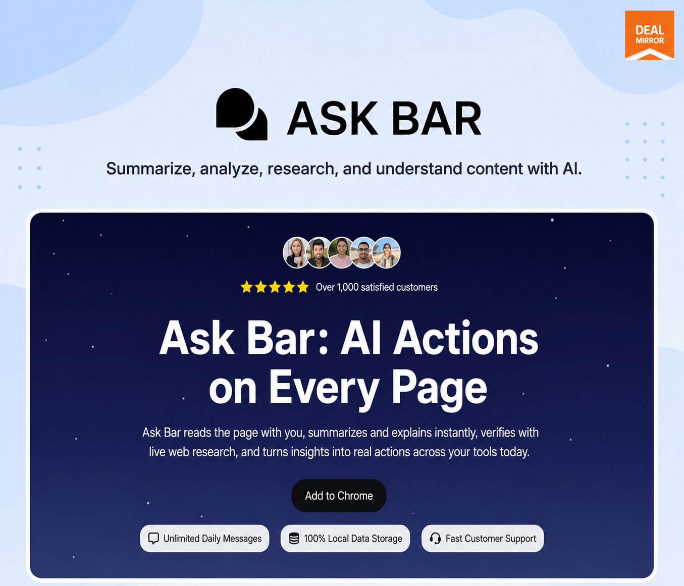 AskBar AI Browser Assistant Chrome Extension for Webpages, PDFs, and Screenshots