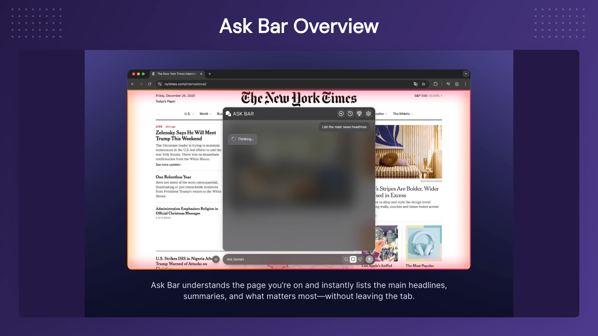AskBar AI Chrome extension analyzing PDFs, articles, and documents with contextual AI assistance