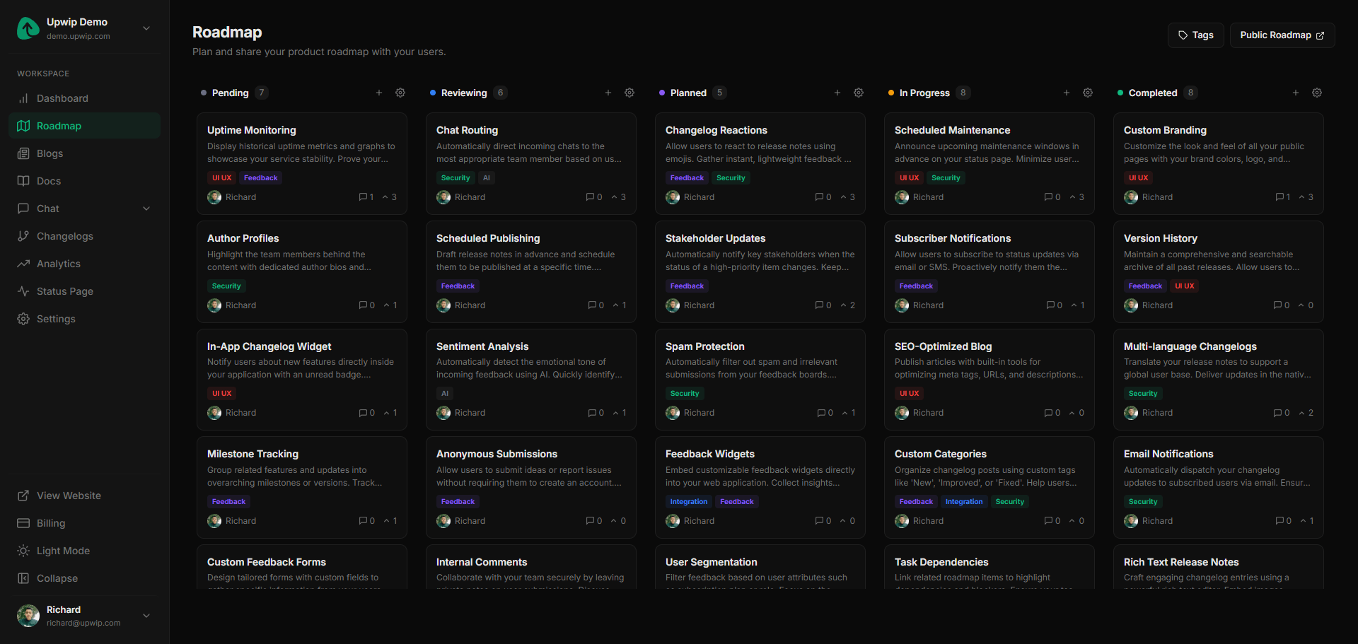 Upwip documentation and knowledge base management platform 