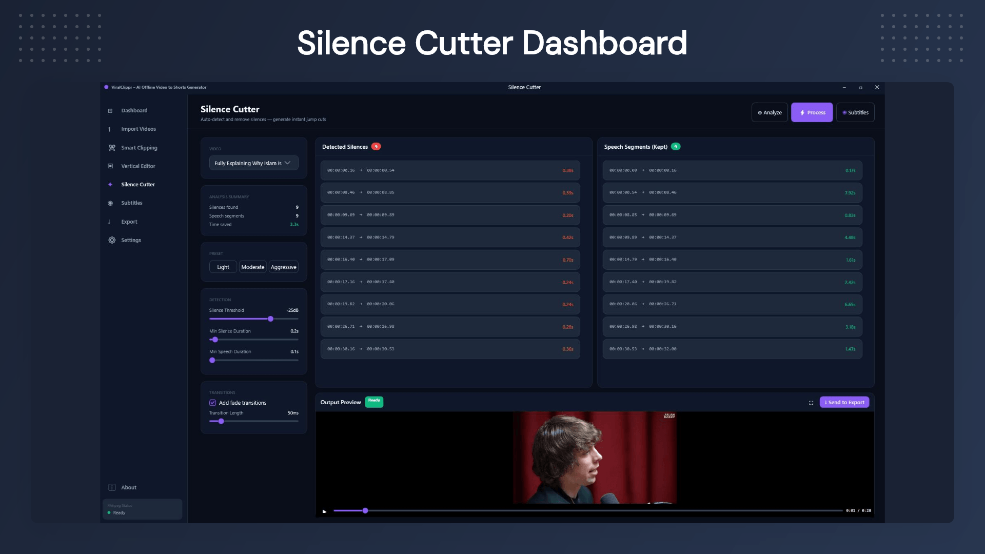 ViralClippr desktop application batch processing multiple videos into social media shorts with AI-generated captions 