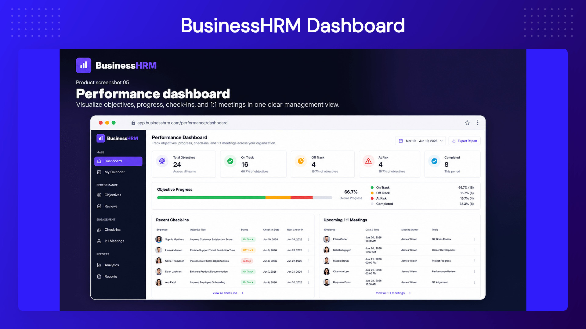 BusinessHRM employee management and HR software dashboard
