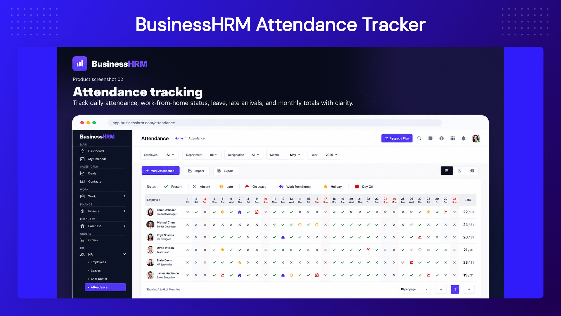 BusinessHRM payroll management software dashboard
