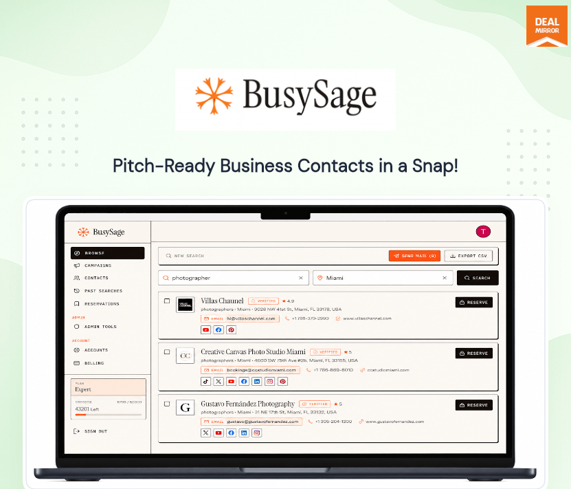 BusySage AI Business Assistant dashboard for business productivity and automation