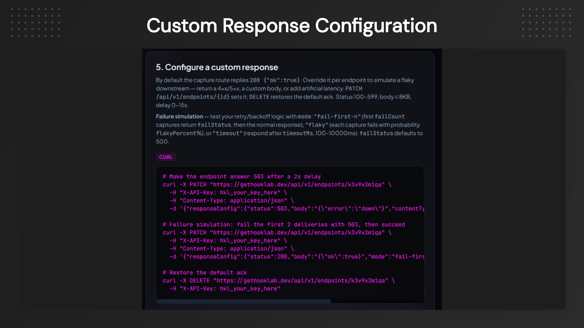 Developer dashboard displaying webhook headers, payloads, and request history