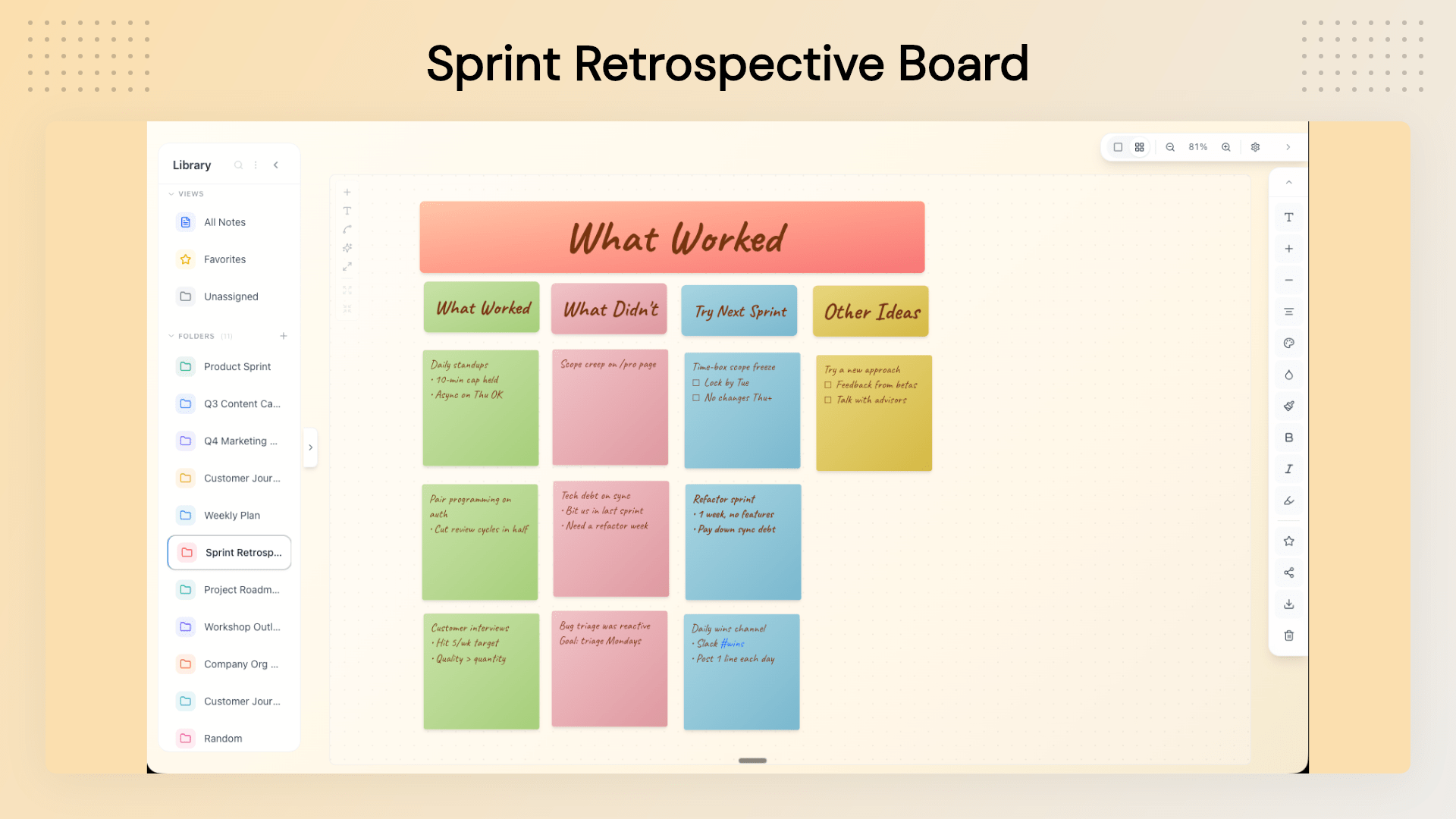 NotePeel Pro visual canvas for organizing ideas, notes, and project plans