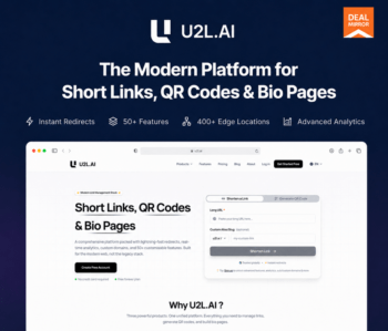 U2L AI URL to QR Code Generator dashboard for creating branded short links and dynamic QR codes
