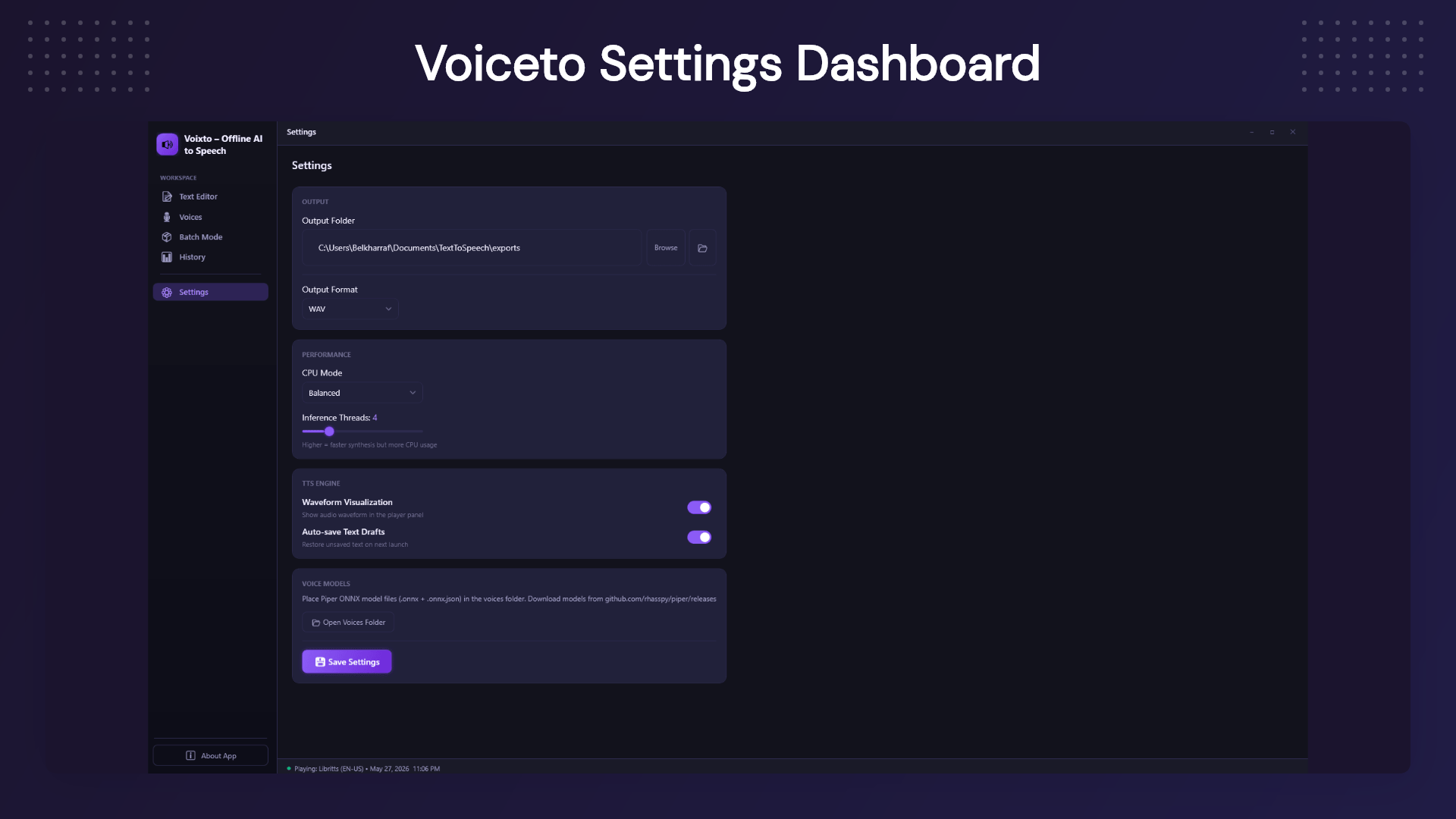 Voixto Create Natural Voiceovers — Completely Offline