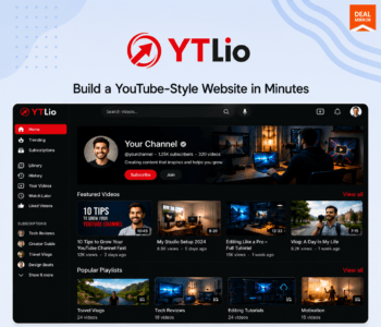 YTLio YouTube-inspired WordPress theme dashboard for video creators and bloggers